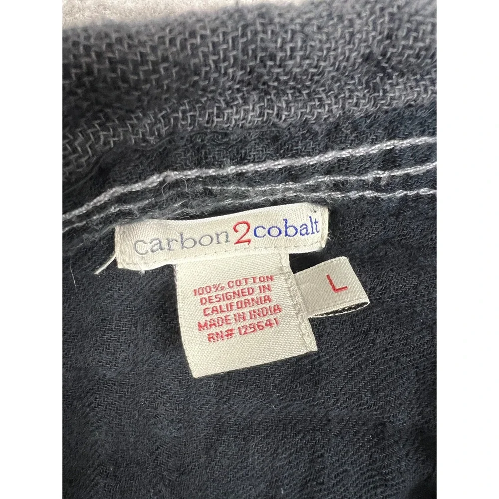 Carbon 2 Cobalt Shirt Mens Large Gray Button Up Knit Cotton Long Sleeve - Picture 6 of 11